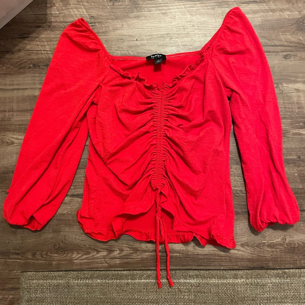 Women’s Red Long Sleeve Sinch Top from By & By size: M
